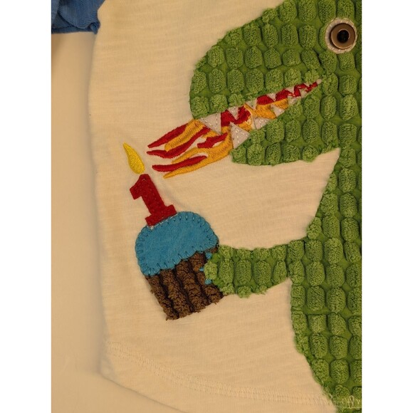 Mud Pie 12-18mth Green/Blue One First Birthday Dinosaur t-shirt - Picture 3 of 4